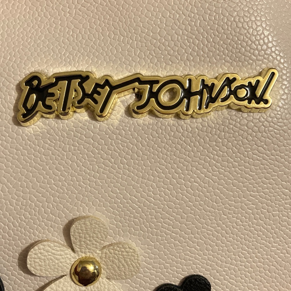 Betsey Johnson NEW Large Black & White Floral Stripe Tote Hard to Find! RaRe! - Picture 7 of 12